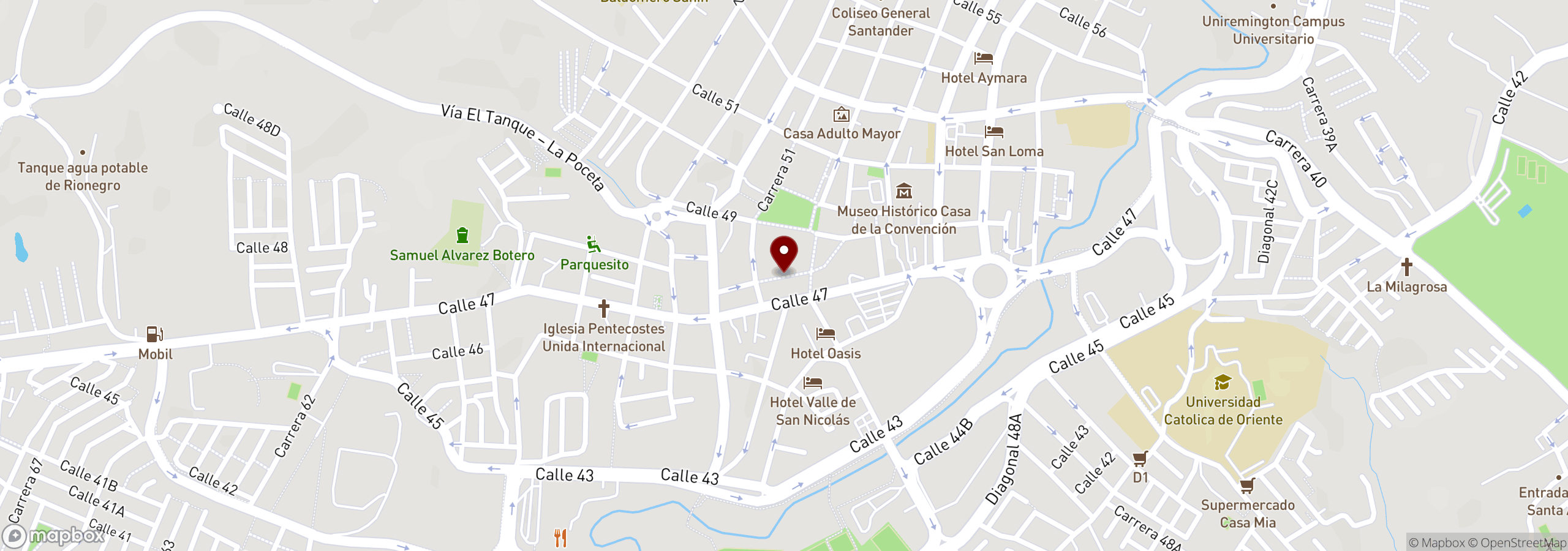 Mapa que muestra una ubicación marcada