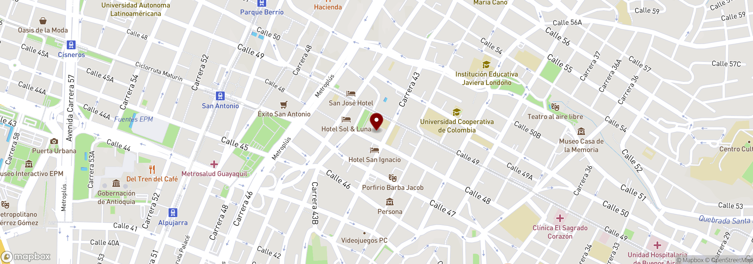 Mapa que muestra una ubicación marcada