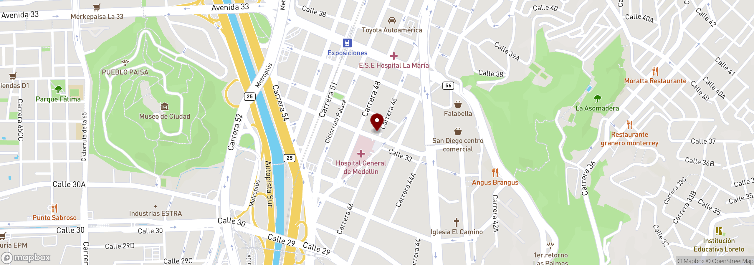 Mapa que muestra una ubicación marcada