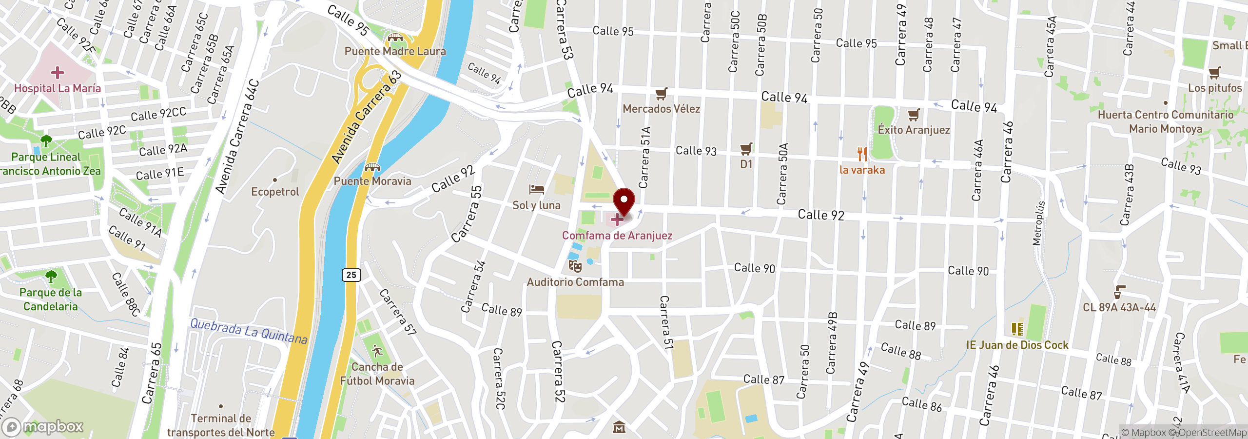 Mapa que muestra una ubicación marcada